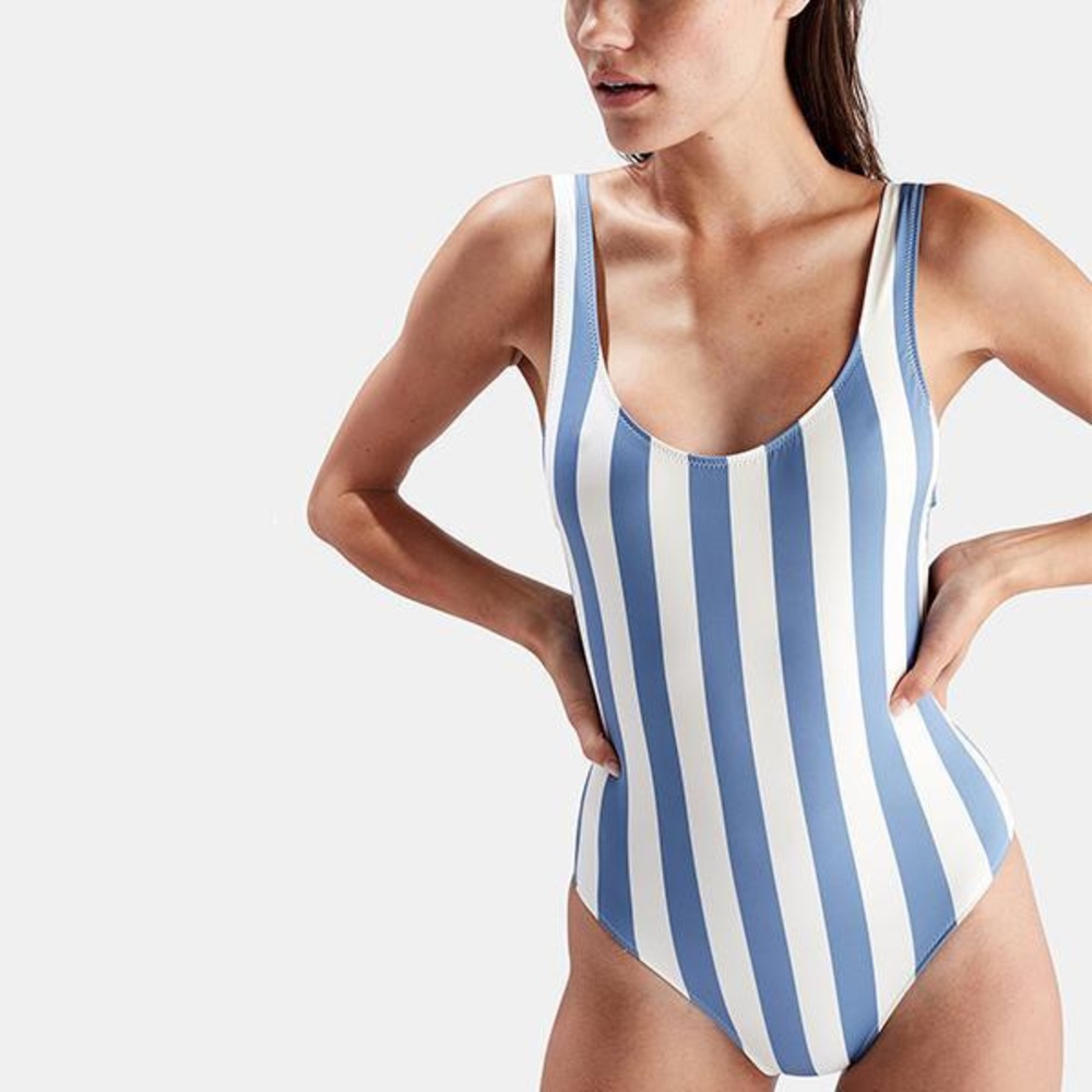 NWT Solid & Striped One Piece Bathing Suit - Anne-Marie in Ice Stripe XS